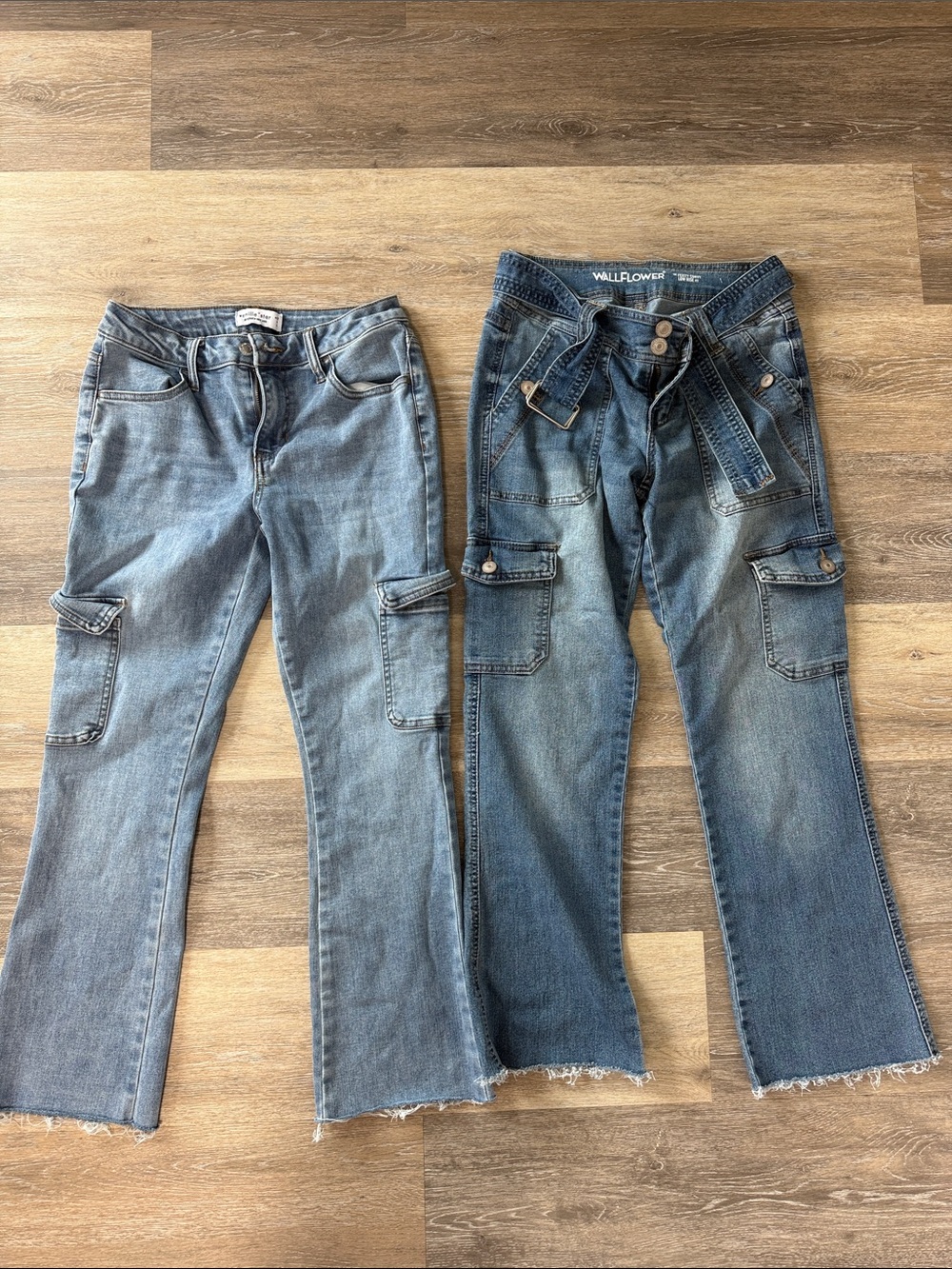 Wallflower & Vanilla Star Mid-Blue Cargo Straight Leg Jeans